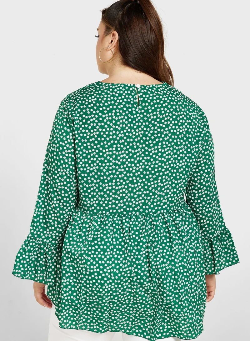 Ginger Plus Asymmetrical Ruffle Detail Top