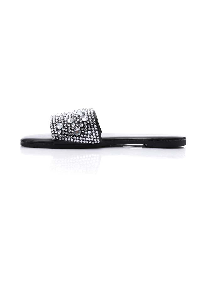 DejaVu Flat Slipper With Strass - Black - Image 3