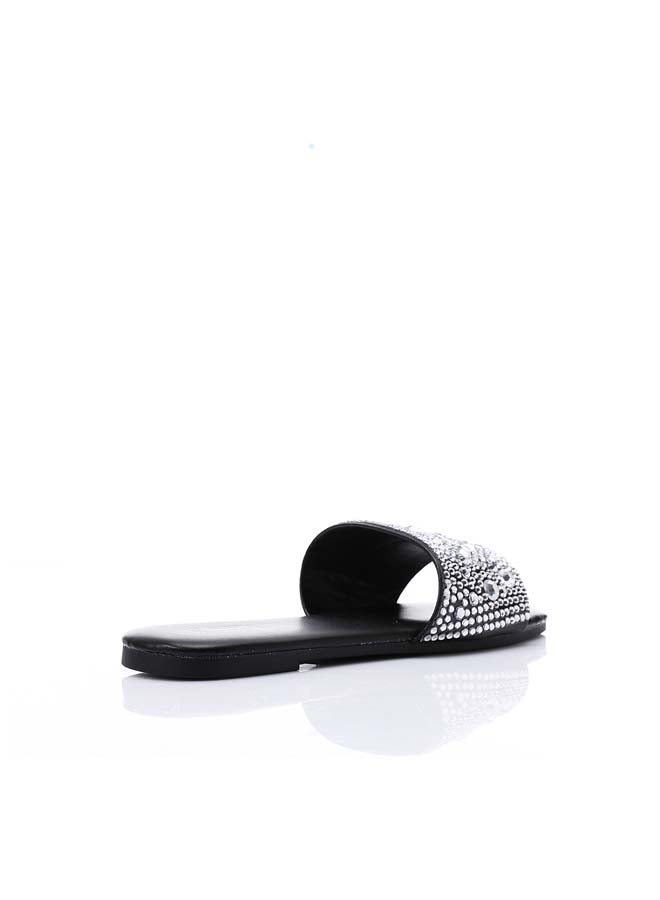 DejaVu Flat Slipper With Strass - Black - Image 2