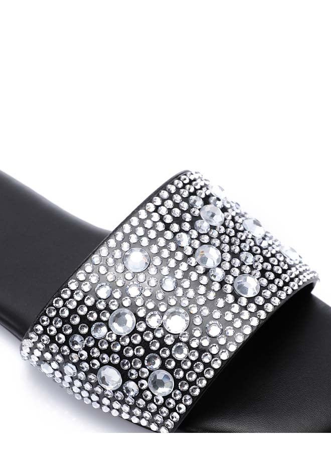 DejaVu Flat Slipper With Strass - Black - Image 4