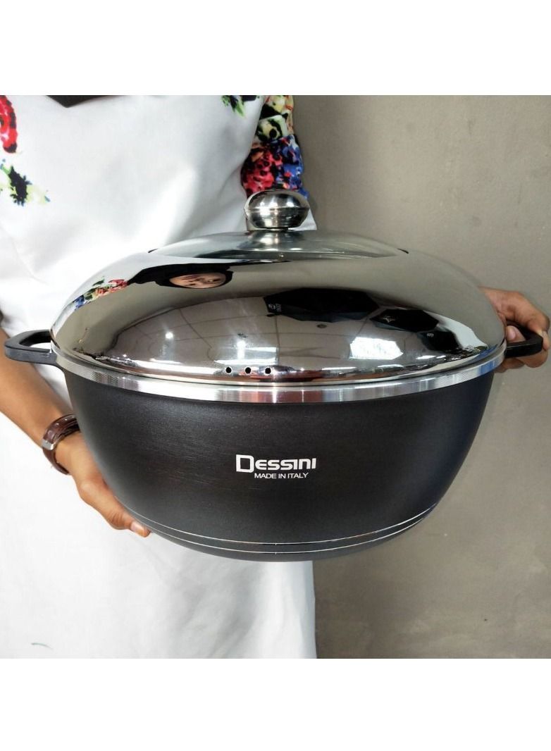 DESSINI طقم أواني طهي غير لاصقة 10 قطع من ديسيني باللون الأسود 1 × قدر (20) ، قدر (24) ، قدر (28) ، قدر (32) ، قدر ضحل (28) سم باللون الأسود - Image 5