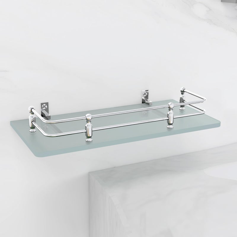 FORTUNE Multi-Purpose Wall Hung (Frosted) Glass Front Bathroom Shelf with Wall Brackets, Storage Holder, 12 x 6 Inch - (Pack of 3) - Image 5