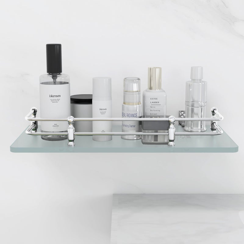 FORTUNE Multi-Purpose Wall Hung (Frosted) Glass Front Bathroom Shelf with Wall Brackets, Storage Holder, 12 x 6 Inch - (Pack of 3) - Image 4