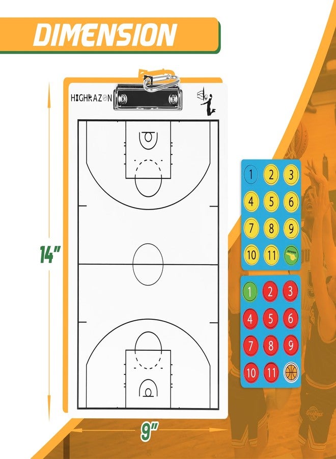 HIGHRAZON Magnetic Basketball Coaches Clipboard, White Double-Sided Dry Erase Coach Board, Tactics Whiteboard with Color Magnetic Sticker and 2 Marker for Coaches Gift - Image 2