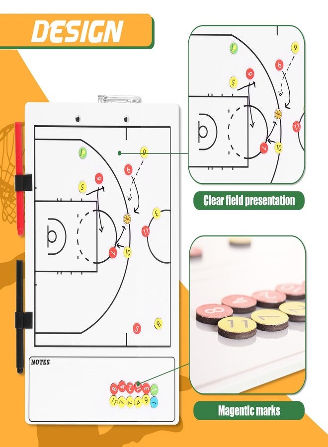 HIGHRAZON Magnetic Basketball Coaches Clipboard, White Double-Sided Dry Erase Coach Board, Tactics Whiteboard with Color Magnetic Sticker and 2 Marker for Coaches Gift - Image 4