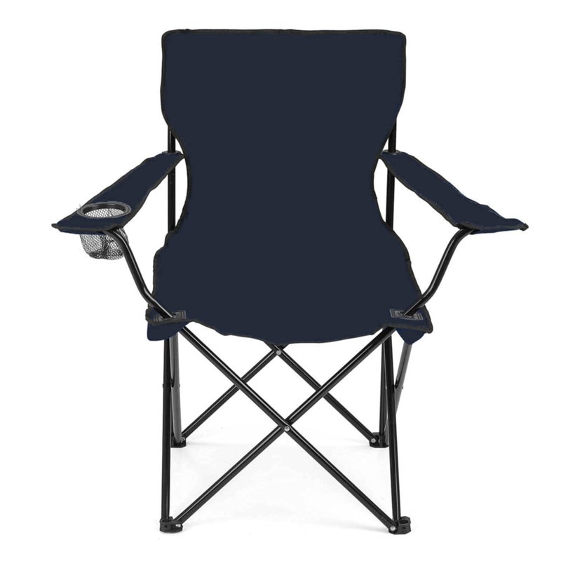Wolblix 2 Pcs Portable Folding Picnic Outdoor Camping Chairs Garden Picnic Travelling Lawn Patio Outdoor Collapsible Chairs with Carrying Bag Navy Blue PolyesterSteel - Image 3