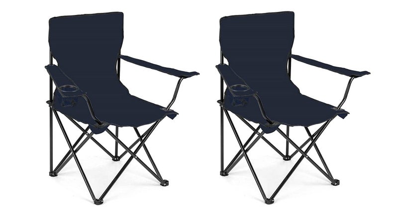 Wolblix 2 Pcs Portable Folding Picnic Outdoor Camping Chairs Garden Picnic Travelling Lawn Patio Outdoor Collapsible Chairs with Carrying Bag Navy Blue PolyesterSteel - Image 1