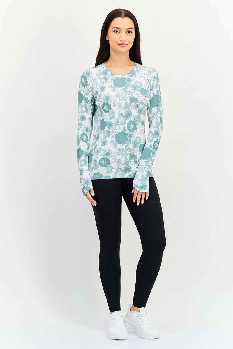 PUMA Women Crew Neck Long Sleeve Floral Print Outdoor T-Shirt, Multicolor - Image 4