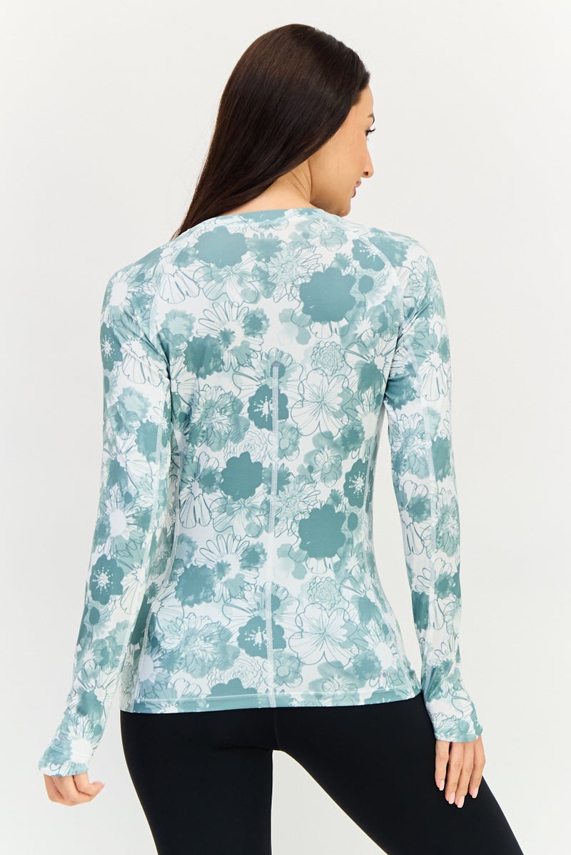 PUMA Women Crew Neck Long Sleeve Floral Print Outdoor T-Shirt, Multicolor - Image 3