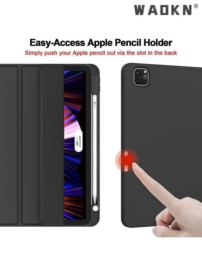Raxoom Case for iPad Pro 11 Inch (2022/2021/2020 Model) with Pencil Holder, Support 2nd Pencil Charging, Slim Tablet Cover with Soft TPU Back, Support Touch ID and Auto Wake/Sleep (Black) - Image 2