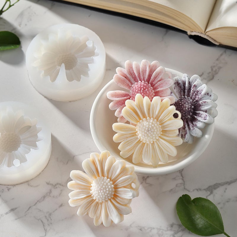 KCKHFA Daisy Flower Silicone Candle Mold, Moldes para Velas for Candles, Handmade Soaps, Bath Bombs, Lotion Bars, Resin Crafts, Concrete Decorations - Image 3
