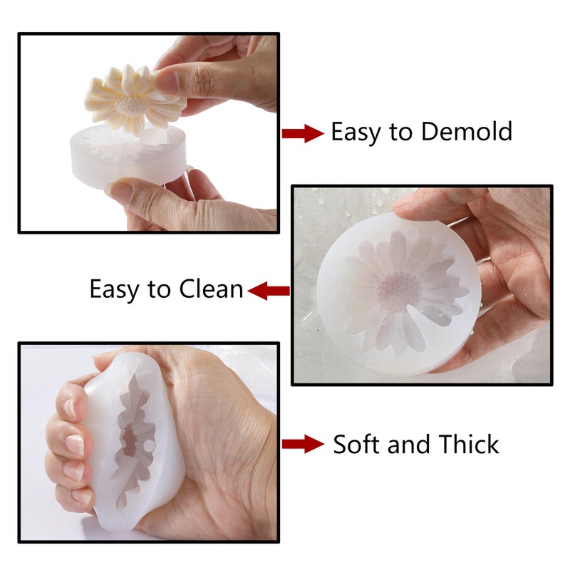 KCKHFA Daisy Flower Silicone Candle Mold, Moldes para Velas for Candles, Handmade Soaps, Bath Bombs, Lotion Bars, Resin Crafts, Concrete Decorations - Image 5