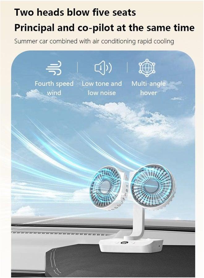 HOMESTAR Dual Head Fan Upgraded Desktop Oscillating Portable 360°Rotation USB Rechargeable Battery Powered 4 Gear Wind  - Image 3