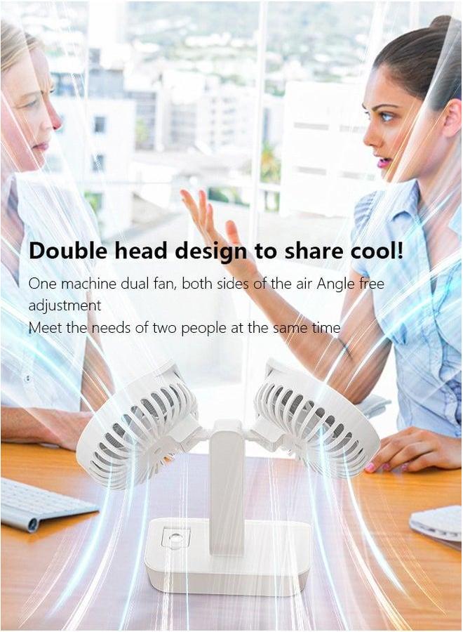 HOMESTAR Dual Head Fan Upgraded Desktop Oscillating Portable 360°Rotation USB Rechargeable Battery Powered 4 Gear Wind  - Image 2