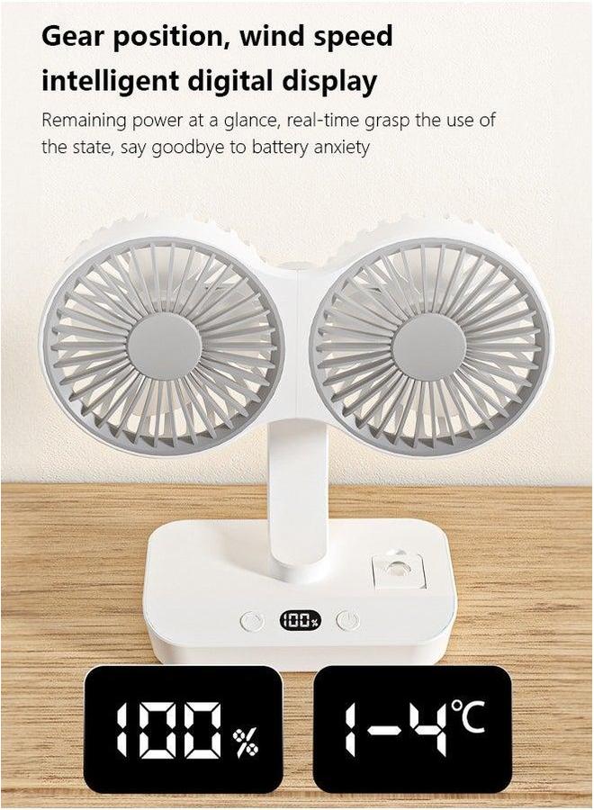 HOMESTAR Dual Head Fan Upgraded Desktop Oscillating Portable 360°Rotation USB Rechargeable Battery Powered 4 Gear Wind  - Image 4