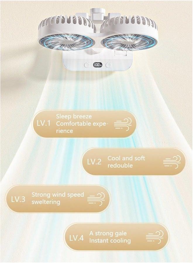 HOMESTAR Dual Head Fan Upgraded Desktop Oscillating Portable 360°Rotation USB Rechargeable Battery Powered 4 Gear Wind  - Image 5
