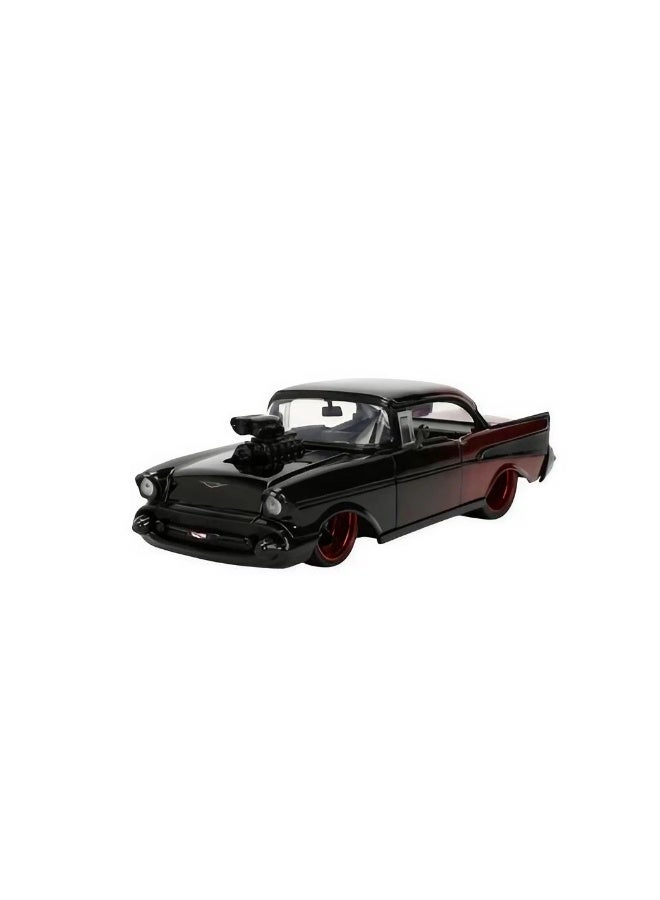 JADA Pink Slips 1957 Chevrolet Bel Air Die-Cast Car (1:24, Black/Red) - Image 2