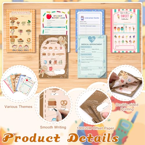OKWUYiK 6 Pack Kids Pretend Play Notepads Playtime Notepads Kids Playtime Pads Pretend Play Notebooks 4X6 Inch 30 Sheets Each Role Play Game for Toddlers Boys Girls - Image 3