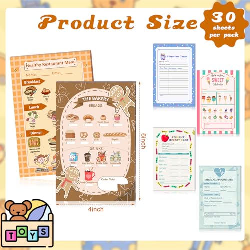 OKWUYiK 6 Pack Kids Pretend Play Notepads Playtime Notepads Kids Playtime Pads Pretend Play Notebooks 4X6 Inch 30 Sheets Each Role Play Game for Toddlers Boys Girls - Image 2