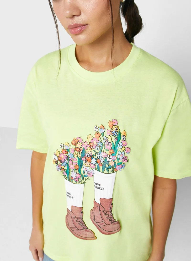 Ginger Crew Neck Graphic T-shirt