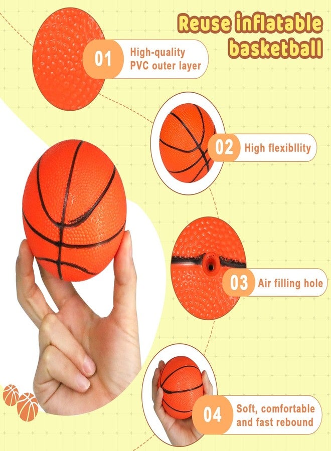 Lukinuo Mini Inflatable Basketballs 10pcs 4Inch Rubber Mini Basketball Toy with an Inflator Mini Bouncy Basketball Beach Basketball Pool Games - Image 3