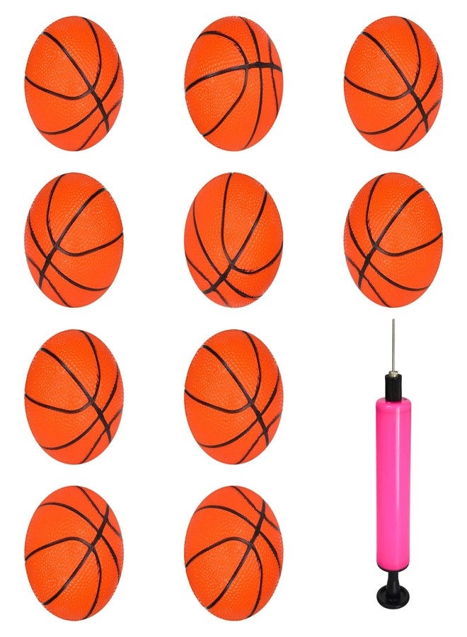 Lukinuo Mini Inflatable Basketballs 10pcs 4Inch Rubber Mini Basketball Toy with an Inflator Mini Bouncy Basketball Beach Basketball Pool Games - Image 1
