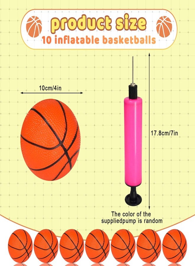 Lukinuo Mini Inflatable Basketballs 10pcs 4Inch Rubber Mini Basketball Toy with an Inflator Mini Bouncy Basketball Beach Basketball Pool Games - Image 2