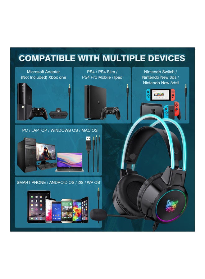 NIBEMINENT X15 Pro Wired PC Gaming Headphone with Mic and LED Light  - Image 2