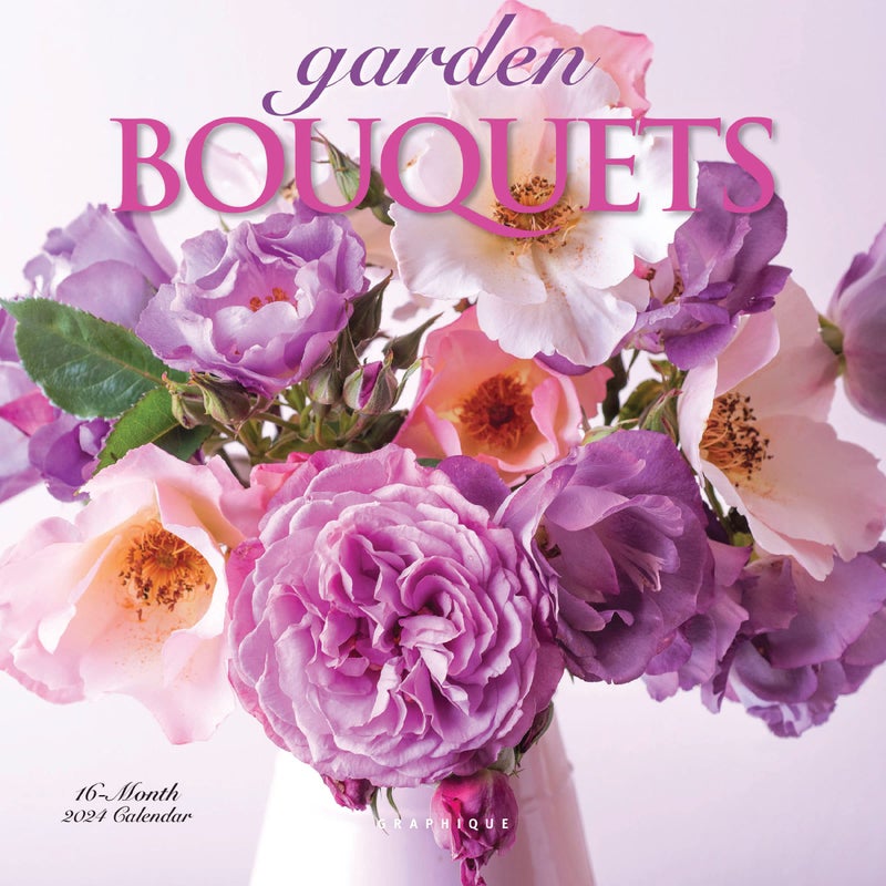 Graphique 2024 Garden Bouquets Mini Wall Calendar | 7â€ x 7â€ | Thick Paper | Home & Office Organizer | Large Monthly Grid | 3 Languages & Marked Holidays | 4 Month Preview Page for 2025 - Image 1