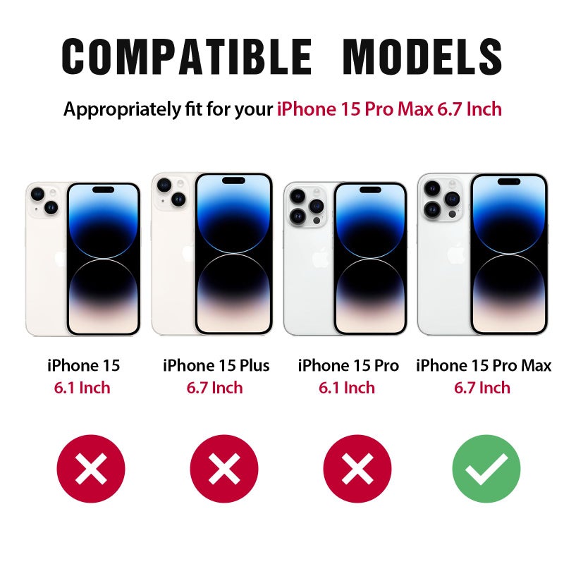 VEGO Case for iPhone 15 Pro Max, Slide Camera Cover & Belt Clip Holster & Magnetic 360Â°Ring Kickstand Military Grade Heavy Duty Protection Cover for iPhone 15 ProMax 6.7" - Black - Image 2