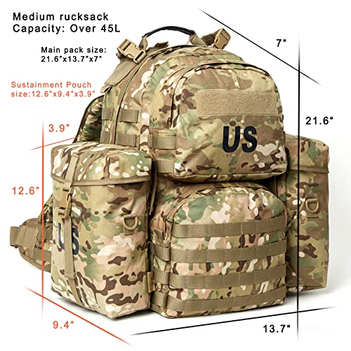 Akmax.cn Akmaxcn MOLLE II Medium Tactical Backpack Authentic Military Rucksack with ABS External Frame Detachable Side Pouches Modular Design for Heavy Loads 50L - Image 3