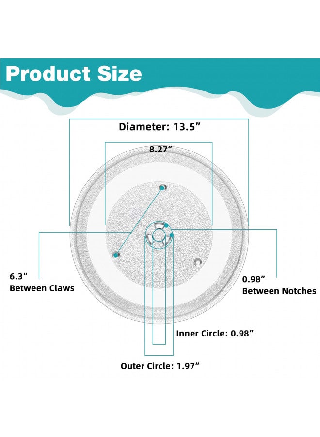 Gemroom Gemroom 13.5 inch Microwave Glass Plate for Whirpool, also for GE Microwave Plate Replacement WB39X10032  - Image 1