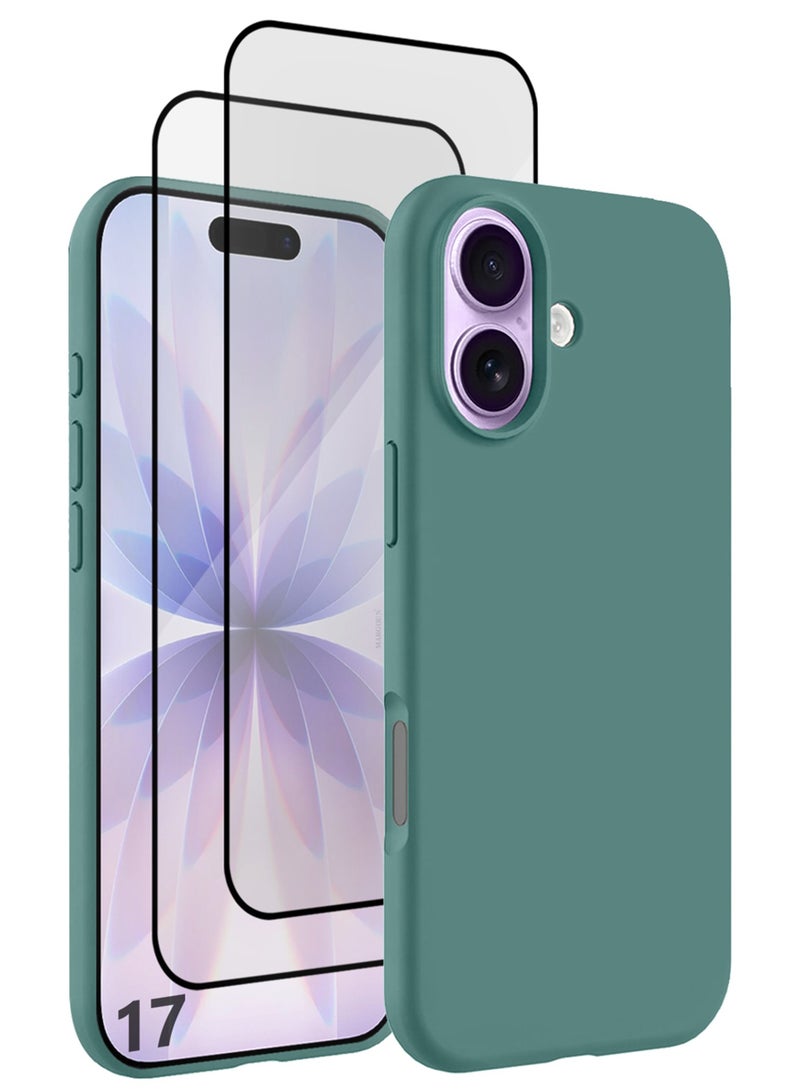 CATANES 3 Packs Silicone Protective Phone Case for iPhone 17 - Soft Anti-Scratch Microfiber Lining Ultra Slim Drop Protection Phone Cover with Two 3D Screen Protectors - Cactus Green - Image 1