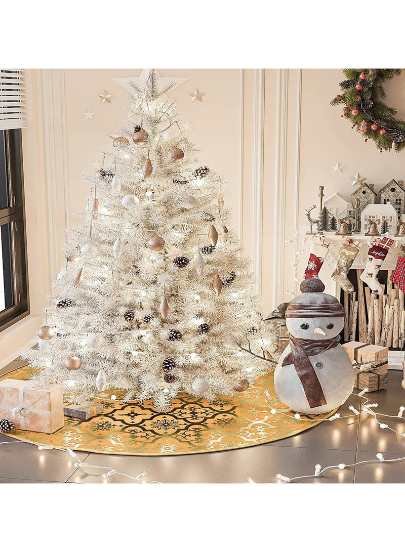 AUTOYSUR تنورة شجرة الكريسماس، قطر 48 بوصة/122 سم مريلة سفلية لشجرة الكريسماس بأحرف الأبجدية الإنجليزية لحفلات الكريسماس والديكورات الداخلية للمنزل، لتزيين شجرة الكريسماس - Image 1