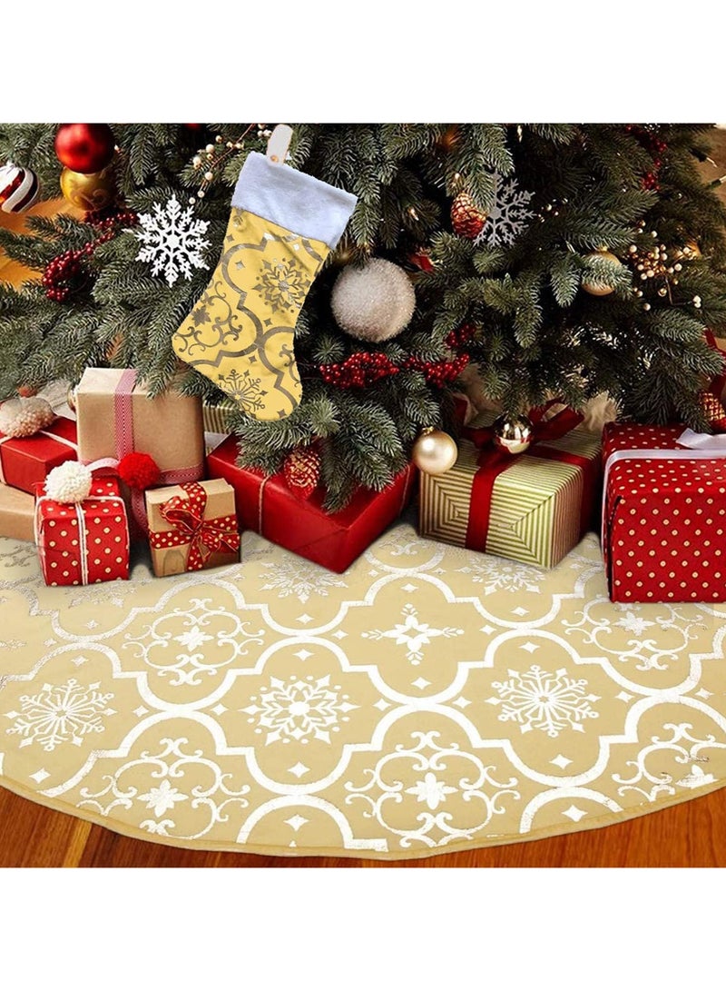 AUTOYSUR تنورة شجرة الكريسماس، قطر 48 بوصة/122 سم مريلة سفلية لشجرة الكريسماس بأحرف الأبجدية الإنجليزية لحفلات الكريسماس والديكورات الداخلية للمنزل، لتزيين شجرة الكريسماس - Image 2