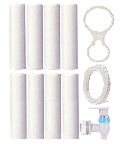 MG WATER SOLUTION Supreme Quality Sediment Removal PPSpun Filter Cartridge 10 Inch 5 Micron 2 Meter Pipe RO Tap Double Wrench Spanner Key Combo Pack of 8