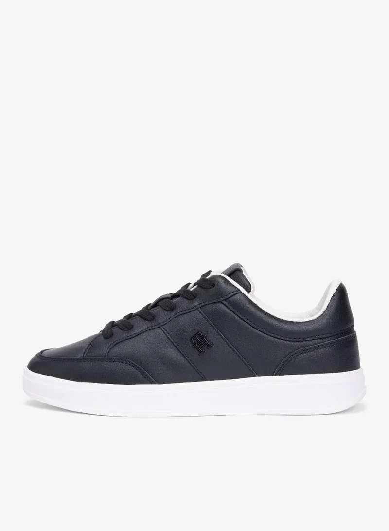 TOMMY HILFIGER Black TH Monogram Leather Court Trainers for Women | Best Price UAE
