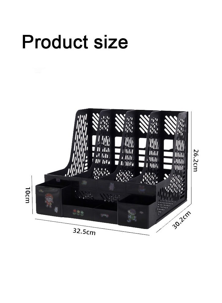 GBQ 2PCS black thickened document rack multi-layer four-post file rack office supplies - Image 2