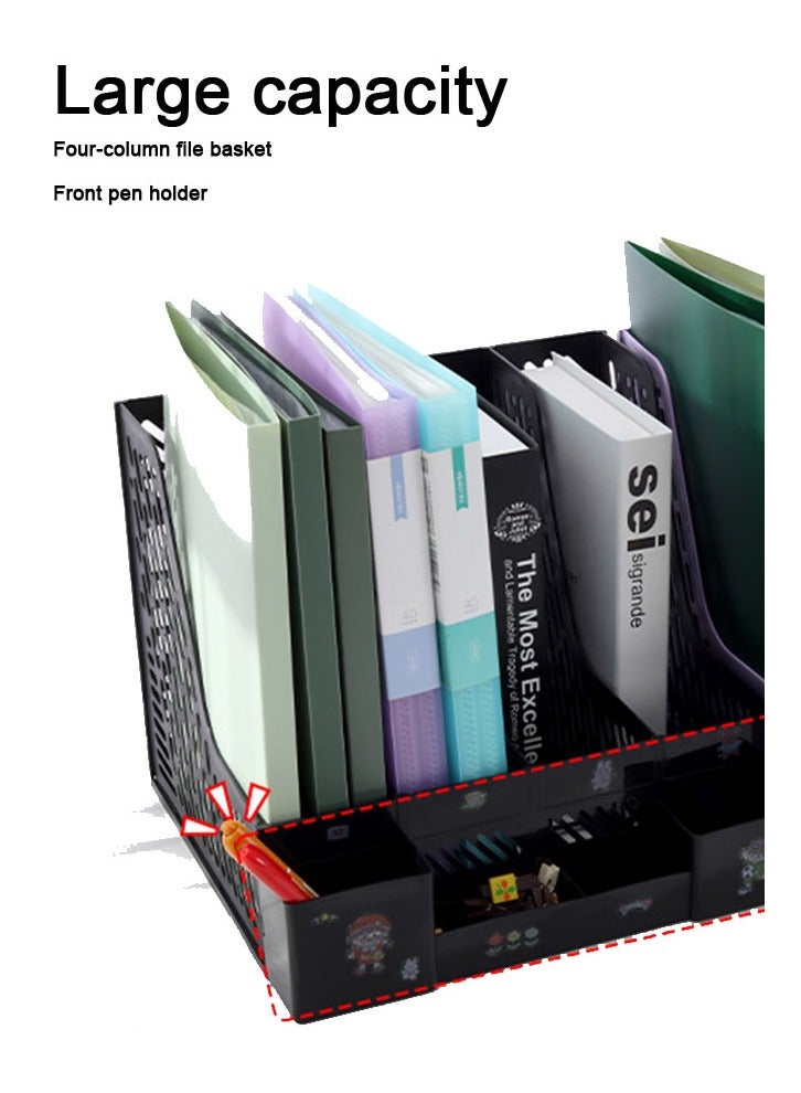 GBQ 2PCS black thickened document rack multi-layer four-post file rack office supplies - Image 3