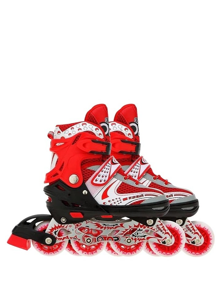 ENDLESS  V732 Inline Adjustable Skating Shoes Medium Size 34 EUR (UK 1.5) - 38 EUR (UK 5) for 6 to 12 Years | Aluminium Chassis and 70 mm PVC Wheels | Front Wheel with Flash | For Indoor/Outdoor  - Image 1