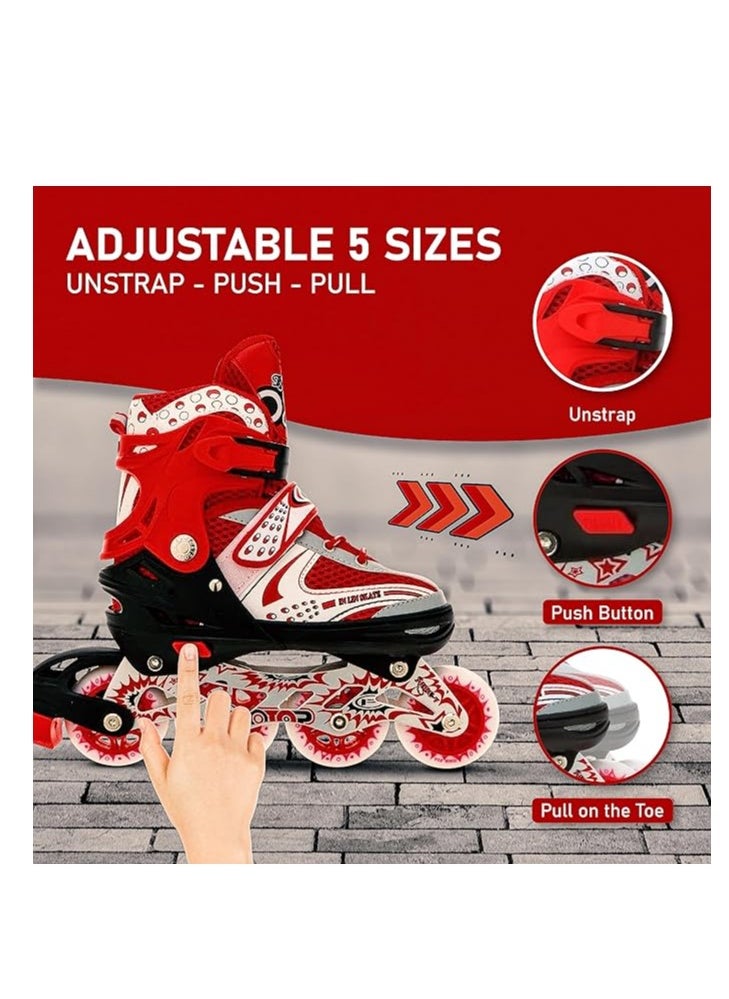 V732 Inline Adjustable Skating Shoes Medium Size 34 EUR (UK 1.5) - 38 EUR (UK 5) for 6 to 12 Years | Aluminium Chassis and 70 mm PVC Wheels | Front Wheel with Flash | For Indoor/Outdoor - pzsku/ZFDA1B936634E7FDEFC35Z/45/_/1709529243/76d35276-c48a-4319-bd81-0b734f5514ec