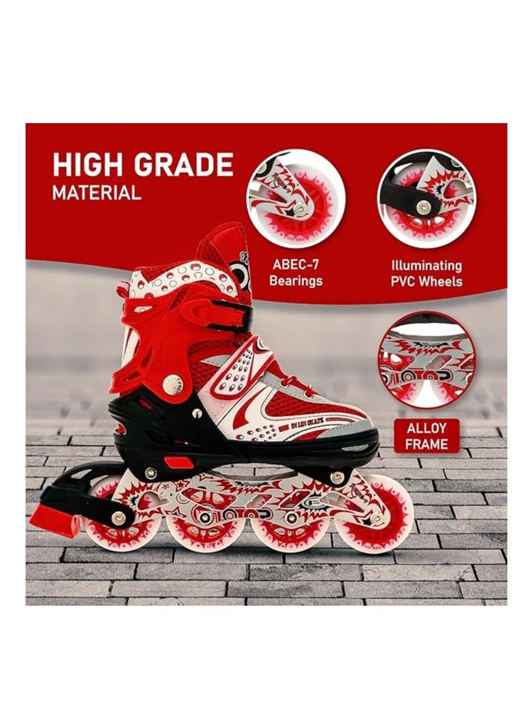 V732 Inline Adjustable Skating Shoes Medium Size 34 EUR (UK 1.5) - 38 EUR (UK 5) for 6 to 12 Years | Aluminium Chassis and 70 mm PVC Wheels | Front Wheel with Flash | For Indoor/Outdoor - pzsku/ZFDA1B936634E7FDEFC35Z/45/_/1709529243/ee34f495-74c4-4e36-8e41-53bcf6d27efe