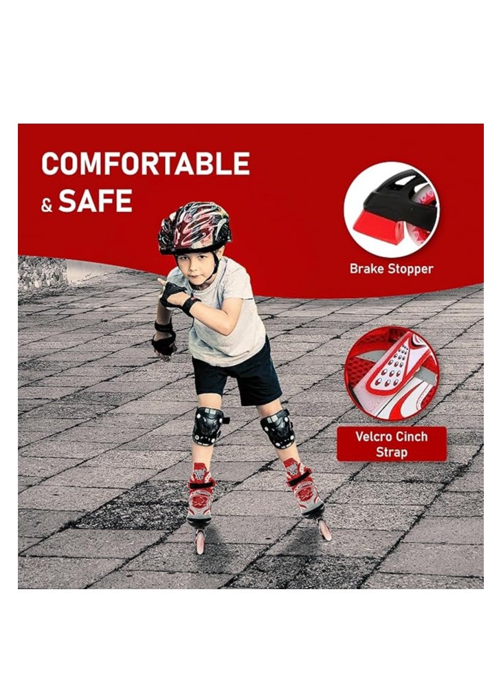 V732 Inline Adjustable Skating Shoes Medium Size 34 EUR (UK 1.5) - 38 EUR (UK 5) for 6 to 12 Years | Aluminium Chassis and 70 mm PVC Wheels | Front Wheel with Flash | For Indoor/Outdoor - pzsku/ZFDA1B936634E7FDEFC35Z/45/_/1709529253/bb1bdef7-0a51-459b-ba60-3ae4bf2c5a4e