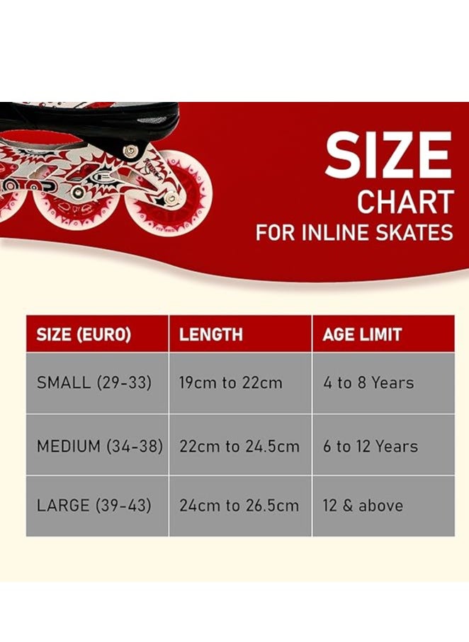 V732 Inline Adjustable Skating Shoes Medium Size 34 EUR (UK 1.5) - 38 EUR (UK 5) for 6 to 12 Years | Aluminium Chassis and 70 mm PVC Wheels | Front Wheel with Flash | For Indoor/Outdoor - pzsku/ZFDA1B936634E7FDEFC35Z/45/_/1709529254/78184f65-341a-4582-b8ff-177b0ffd95fc