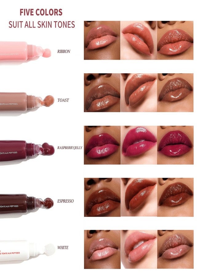 GHFCZOO 5Pcs Hydrating Lip Gloss Set: Long-lasting, Non-sticky Shiny Jelly Lip Gloss with Glitter Plumping Effect in Nude Shades for a High-shine, Glass-like Finish, 0.3 fl oz Each - Image 3