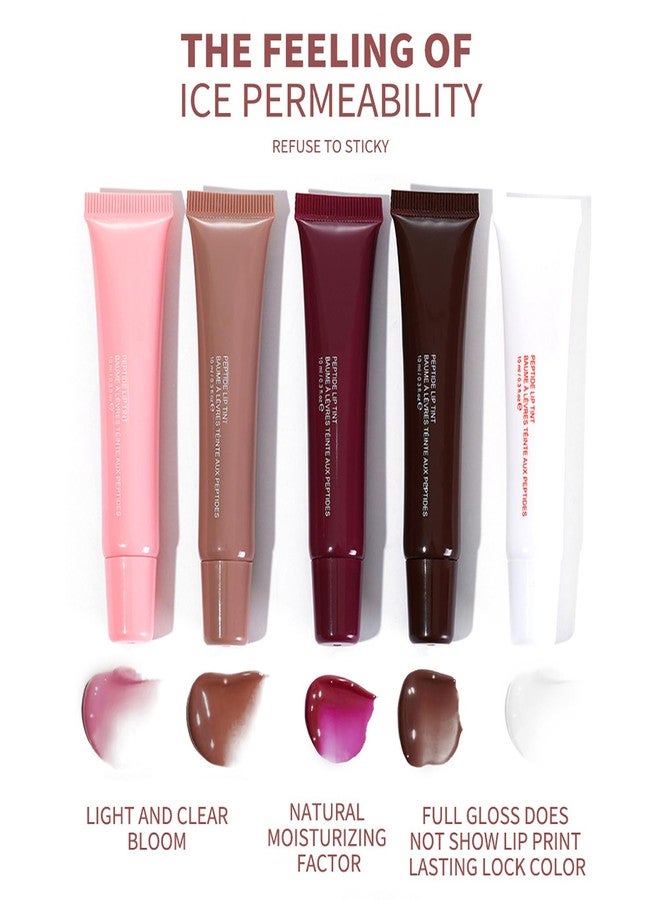 GHFCZOO 5Pcs Hydrating Lip Gloss Set: Long-lasting, Non-sticky Shiny Jelly Lip Gloss with Glitter Plumping Effect in Nude Shades for a High-shine, Glass-like Finish, 0.3 fl oz Each - Image 2
