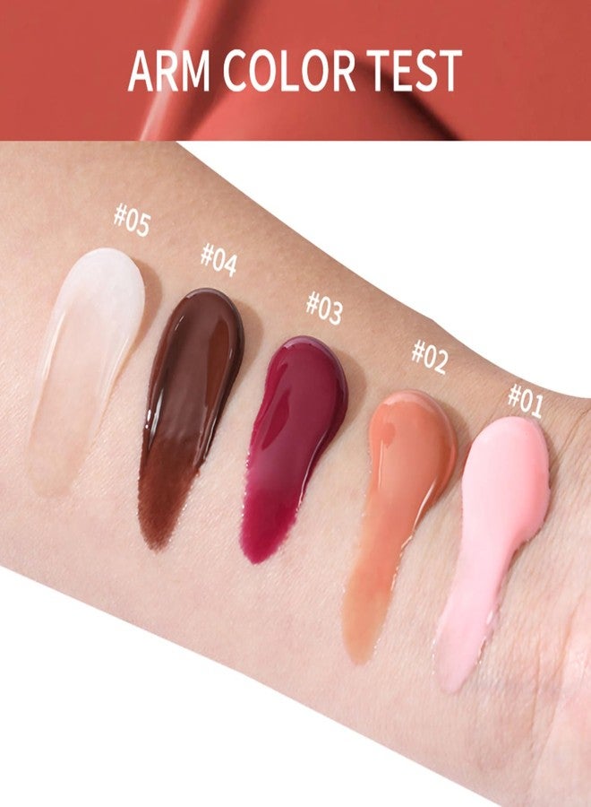 GHFCZOO 5Pcs Hydrating Lip Gloss Set: Long-lasting, Non-sticky Shiny Jelly Lip Gloss with Glitter Plumping Effect in Nude Shades for a High-shine, Glass-like Finish, 0.3 fl oz Each - Image 5