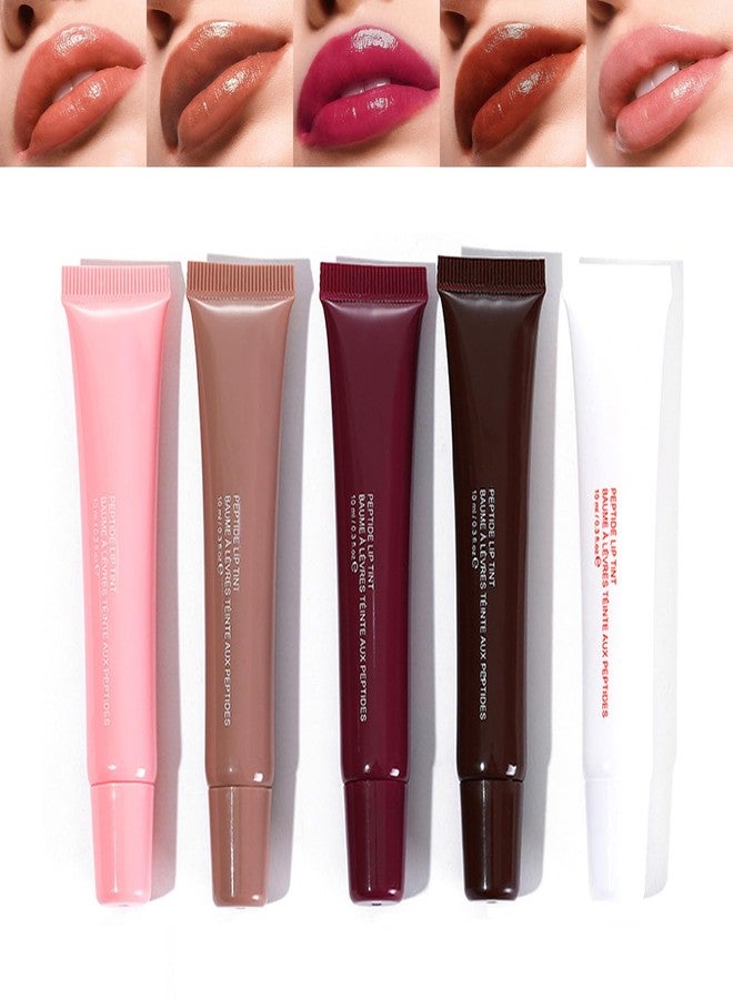GHFCZOO 5Pcs Hydrating Lip Gloss Set: Long-lasting, Non-sticky Shiny Jelly Lip Gloss with Glitter Plumping Effect in Nude Shades for a High-shine, Glass-like Finish, 0.3 fl oz Each - Image 1