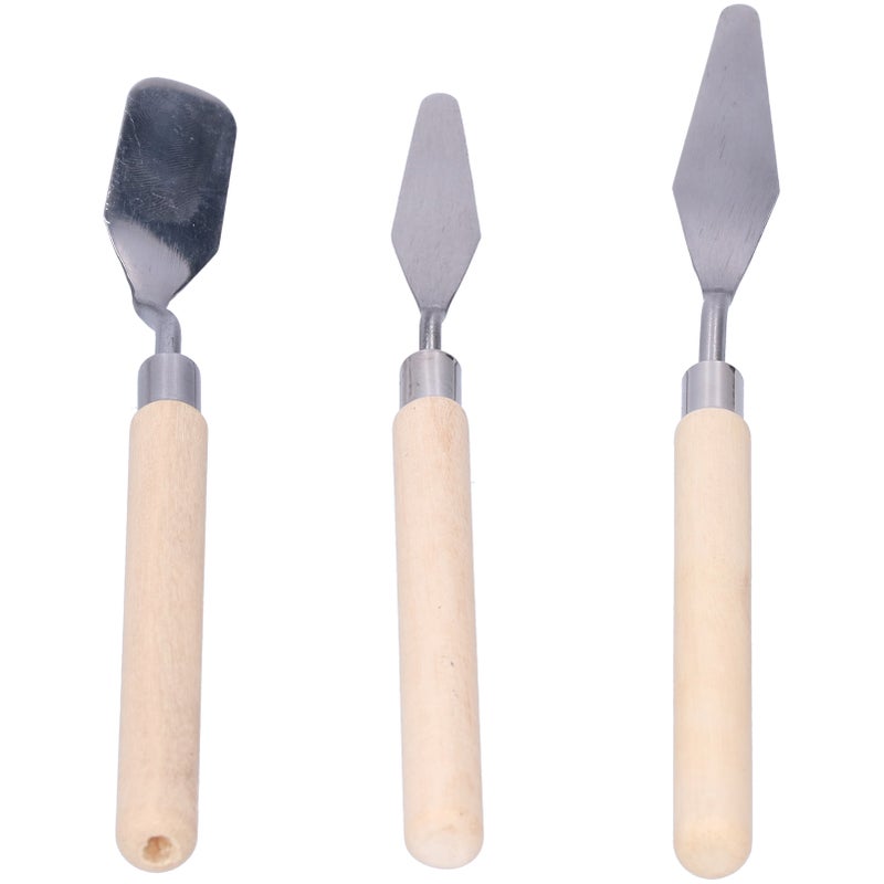 Palette Knife Set: 3 Stainless Steel Blade Variants - Rust Resistant Elastic Wooden Handle Art Knife for Oil Acrylic Canvas Painting Artists - Image 5