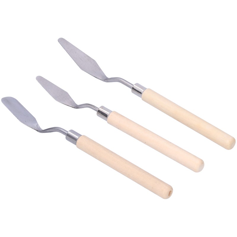 Palette Knife Set: 3 Stainless Steel Blade Variants - Rust Resistant Elastic Wooden Handle Art Knife for Oil Acrylic Canvas Painting Artists - Image 4
